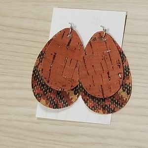 HANDMADE Awesome double layer cork boho style earrings!!